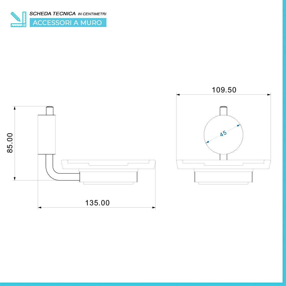 Set accessori a muro 6 pezzi in acciaio cromato e viti incluse Plaza