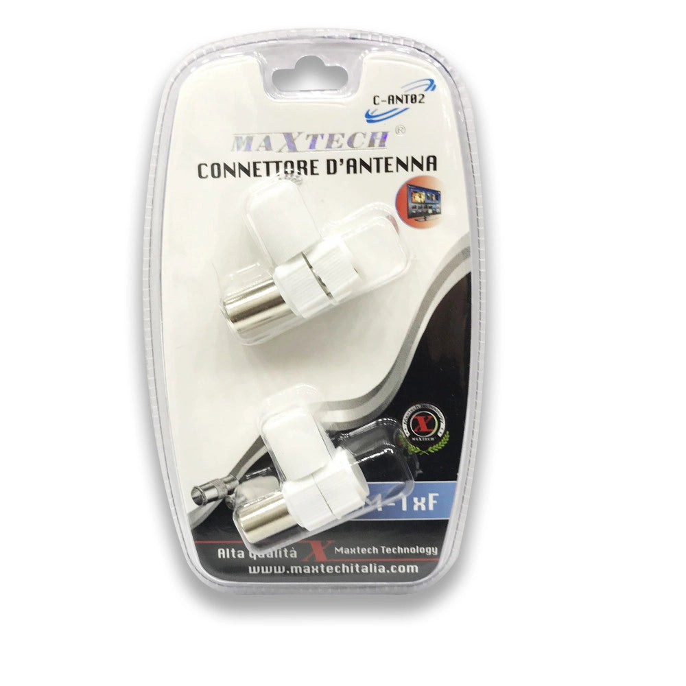 Trade Shop - Connettore D'antenna Tv A 90° Per Cavo Antenna Tv Maschio Femmina Maxtech C-ant02 -