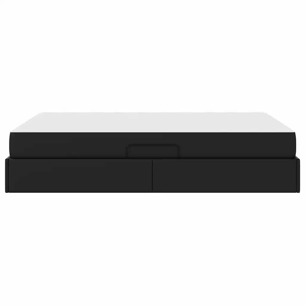 Letto con contenitore e materasso 2 pcs Nero Pelle 3399608