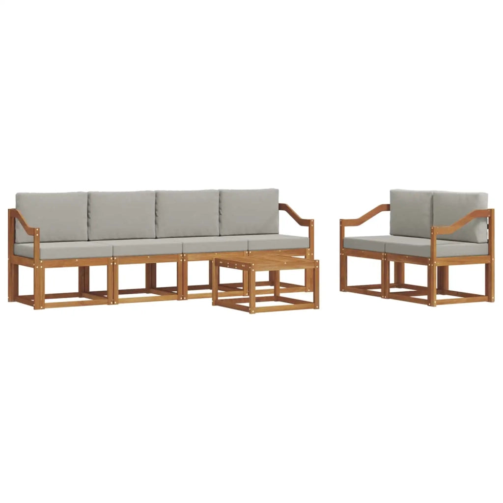 Set di divani da esterno 7 pcs Grigio Naturale e Chiaro