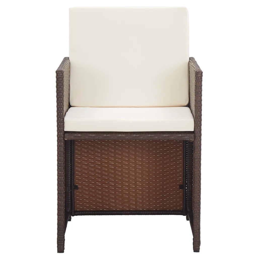 Set da Pranzo da Giardino 17 pz con Cuscini Polyrattan Marrone cod mxl 38888