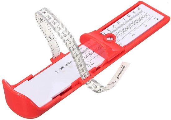 Misuratore di piede con scala di misura per calzature, linea di misura per piede, strumento di misura per piede - per bambini colore rosso