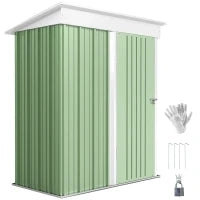 Casetta da Giardino Porta Attrezzi in Acciaio con Porta Bloccabile, 161x95x163/181cm, Verde