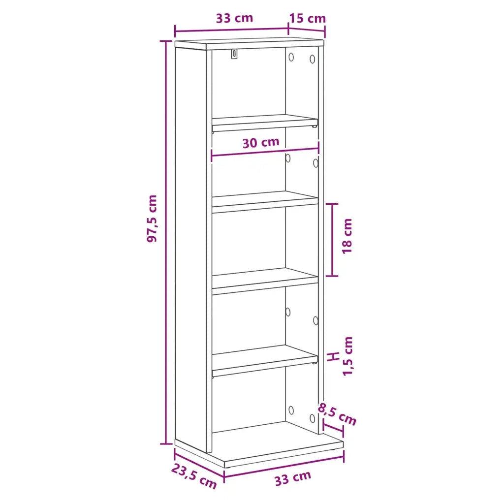 Mobile per CD Bianco 33 x 23,5 x 97,5 cm Legno ingegnerizzato 8012690