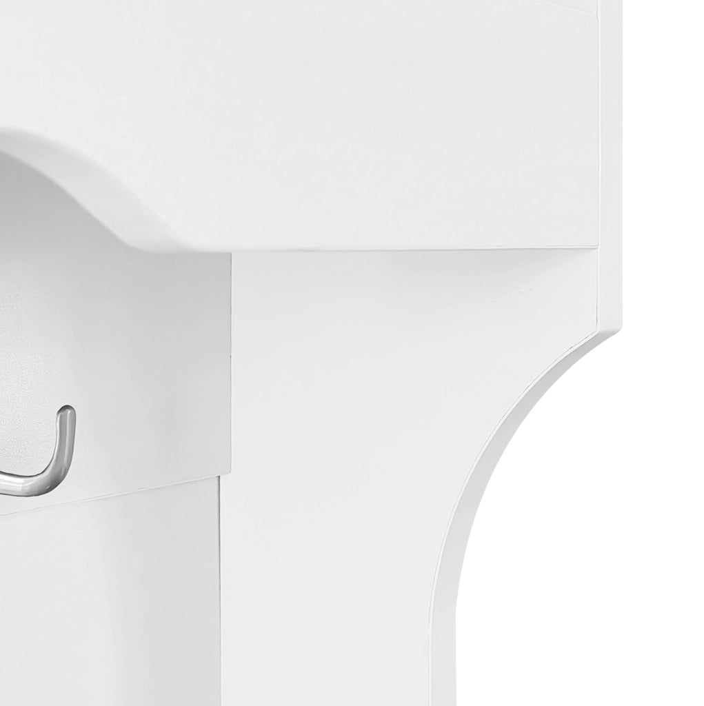 Mobile ingresso bianco con panca, vani aperti e ganci