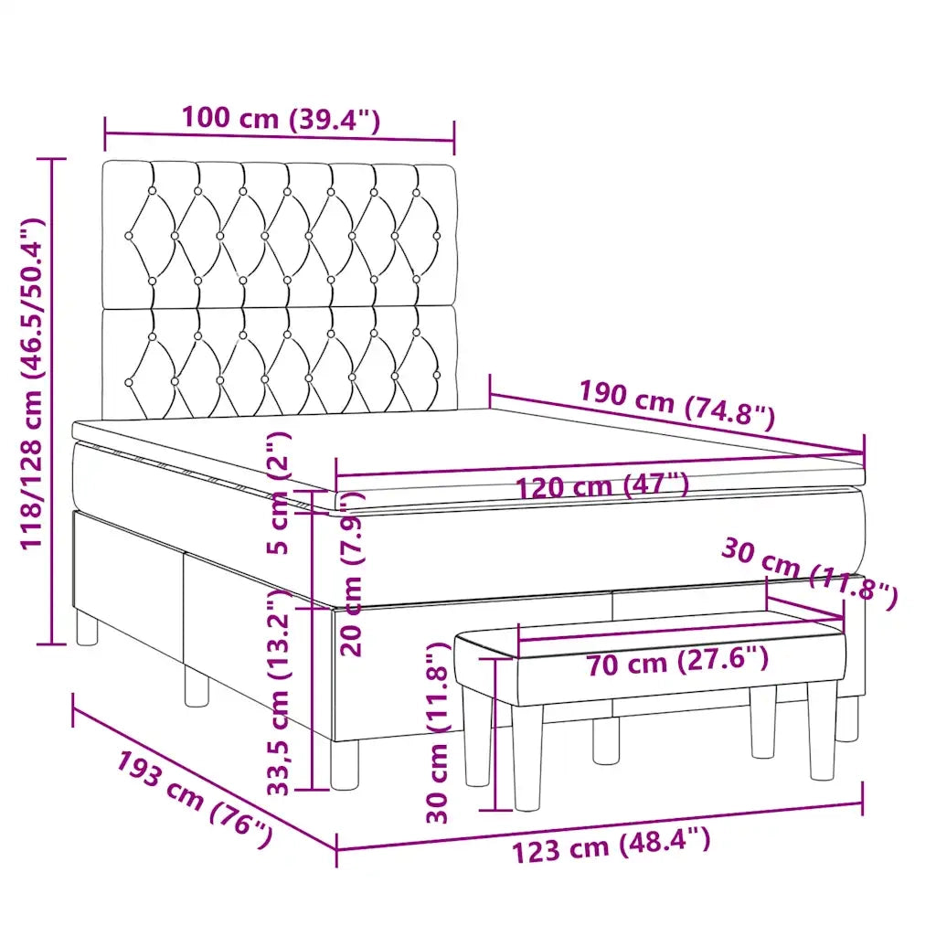 Giroletto a Molle con Materasso Tortora 120x190 cm in Tessuto 3270380