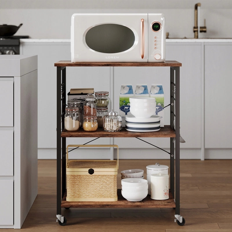 Mobile su ruote marrone, tavolino da cucina 60 cm
