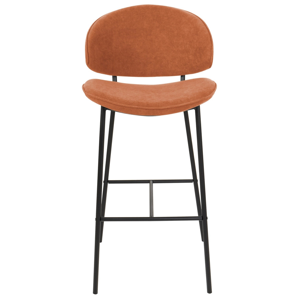 Set di 2 sgabelli da bar con sedile imbottito in tessuto arancione  senza braccioli schienale curvo stile moderno