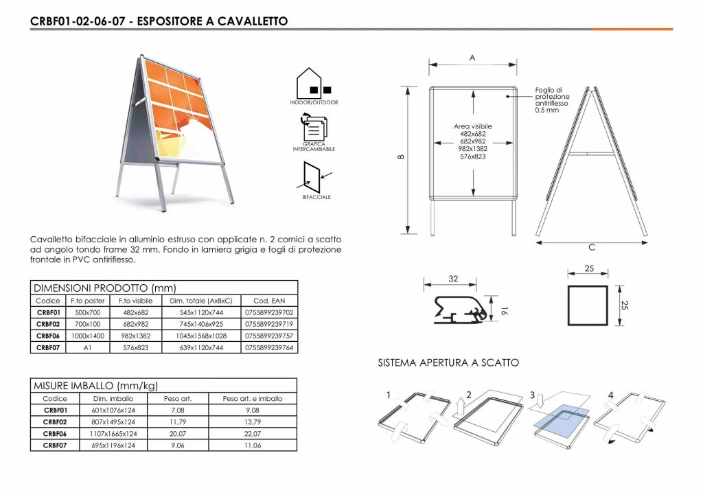 Cornice bifacciale da esterno a cavalletto - 100 x 140