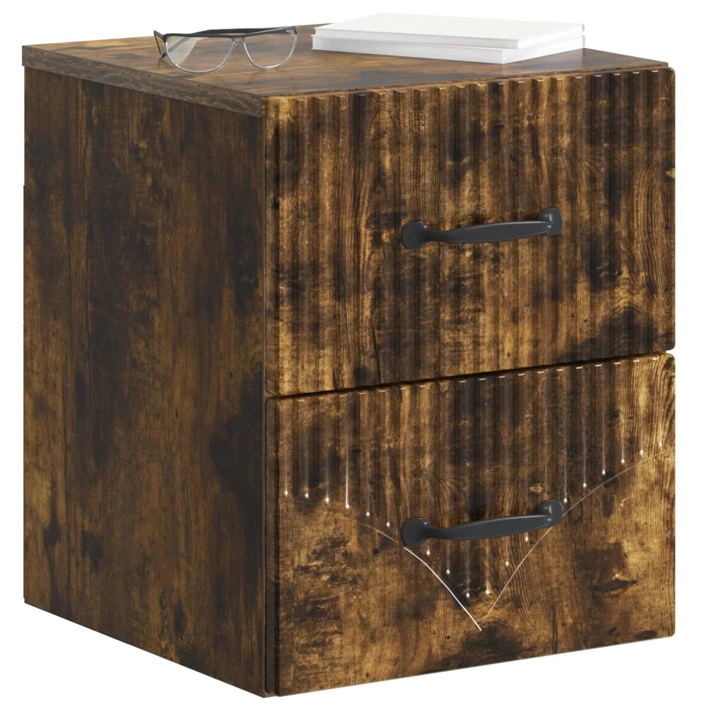 Mobiletto da notte a muro 2 pcs Rovere Fumo 34,5 x 33 x 40 cm 898986