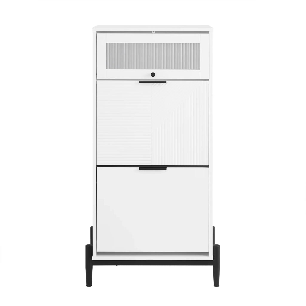 SoBuy Scarpiera con 2 scomparti e 1 anta, Credenza decorativa, Consolle laterale stretta Bianco 59x40x115cm FSB95-W