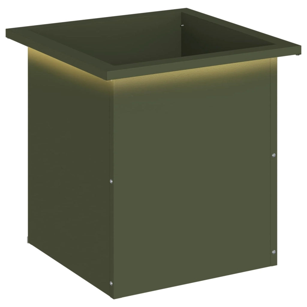 Fioriera da giardino con LED Verde Oliva 40 x 40 x 40 cm 8008132