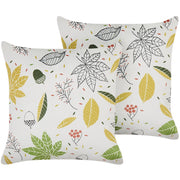Set di 2 cuscini in velluto bianco giallo e verde 45 x 45 cm soggiorno camera da letto