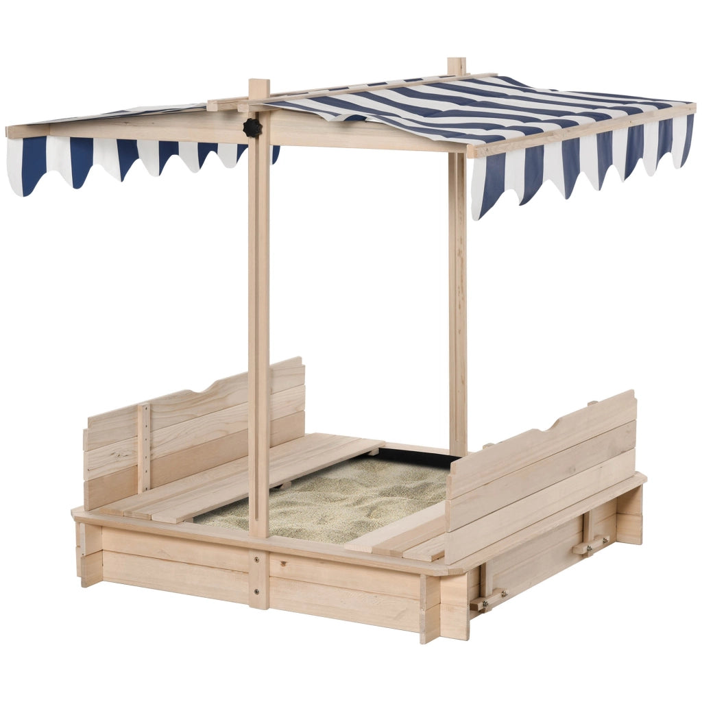 Sandbox per bambini in legno quadrata con panche e coperchio ¨C zephmum ¨C 106x106x19 cm