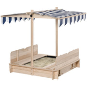 Sandbox per bambini in legno quadrata con panche e coperchio ¨C zephmum ¨C 106x106x19 cm