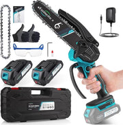 Mini Segatutto a Batteria 6 Pollici - Segatrice Manuale Elettrica con 2 Batterie Ricaricabili e Caricabatterie per Giardino e Lavorazione del Legno