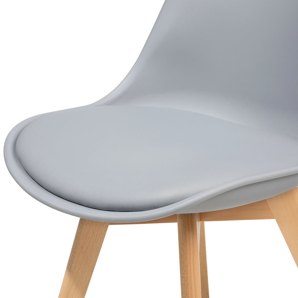 Set di 2 Sedie da Pranzo Ecopelle colore Grigio con  Gambe in Legno Lucide soggiorno sala da pranzo