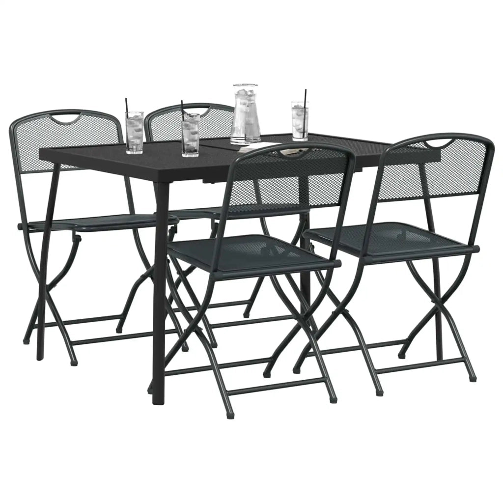 Set di Mobili da Esterno 5 pz | Set Salotto da Giardino Antracite Ferro e Acciaio