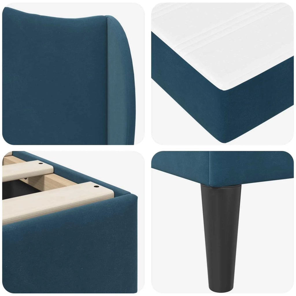 Struttura del letto con testiera-Giroletto Blu 100 x 200 cm Velluto 724252