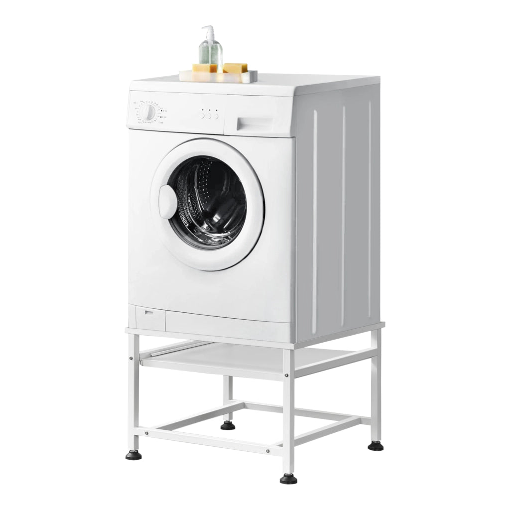 Base Supporto per Lavatrice con Ripiano Estraibile 63 x 54 x 41 cm Carico max. 150 kg - Bianco [en.casa]