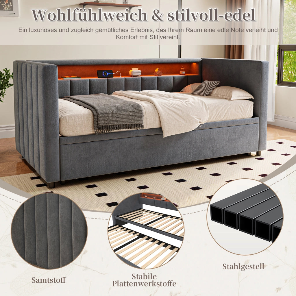 Divano letto multifunzione velluto 90x190 cm