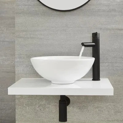 Sifone Nero Opaco per Lavabo Installazione Universale Modello Canna Tonda