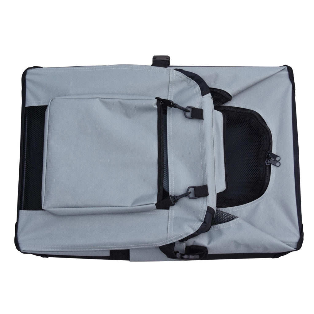 Fudajo Trasportino pieghevole grigio per animali domestici Tagl. XXL (90x60x64cm) maniglia/copertina