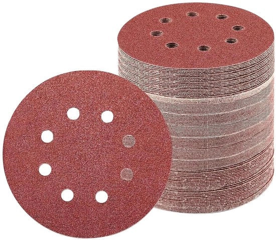 Panno abrasivo - 100 pezzi - 125 mm - Dischi abrasivi - Adesivi per dischi abrasivi - Dischi abrasivi asciutti e umidi - Grana 40/60/80/100/120/150/180/240/320/400 - Circolari - Per metallo e legno