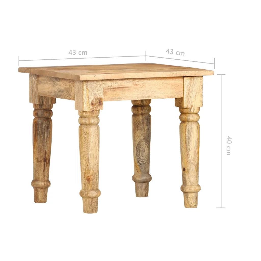 Tavolino di Servizio 43x43x40 cm Legno Massello di Mango 282865