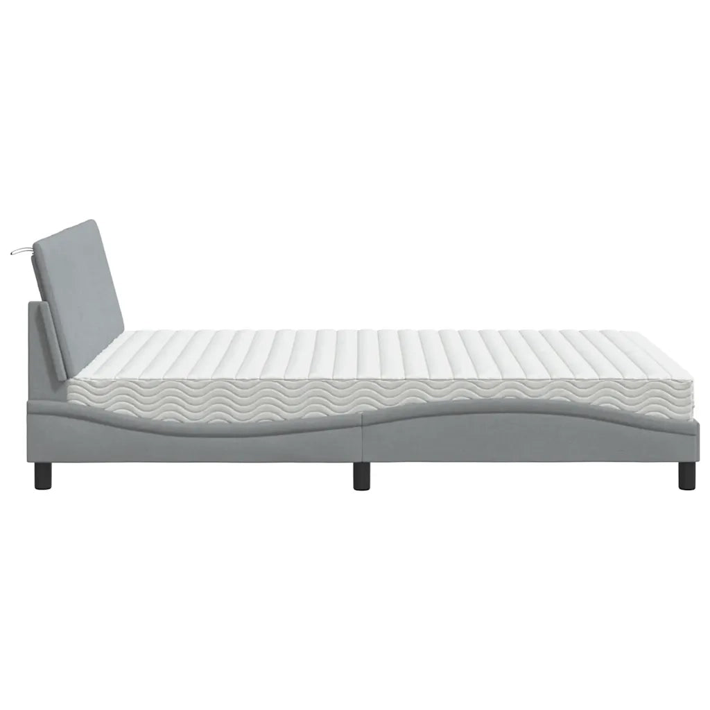 Letto con Materasso Hanko Grigio Chiaro 140x190cm Tessuto 3310524