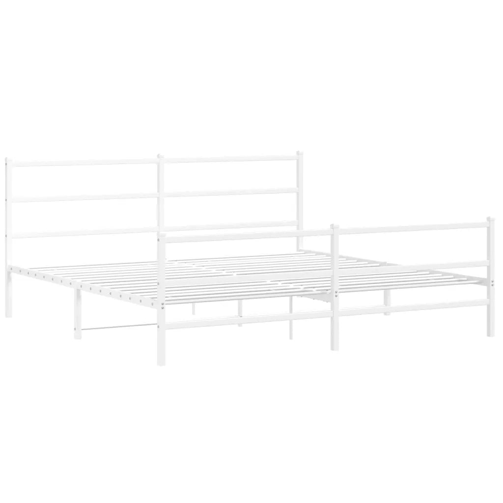 Giroletto con Testiera e Pediera-Struttura Letto Metallo Bianco 193x203 cm 277902
