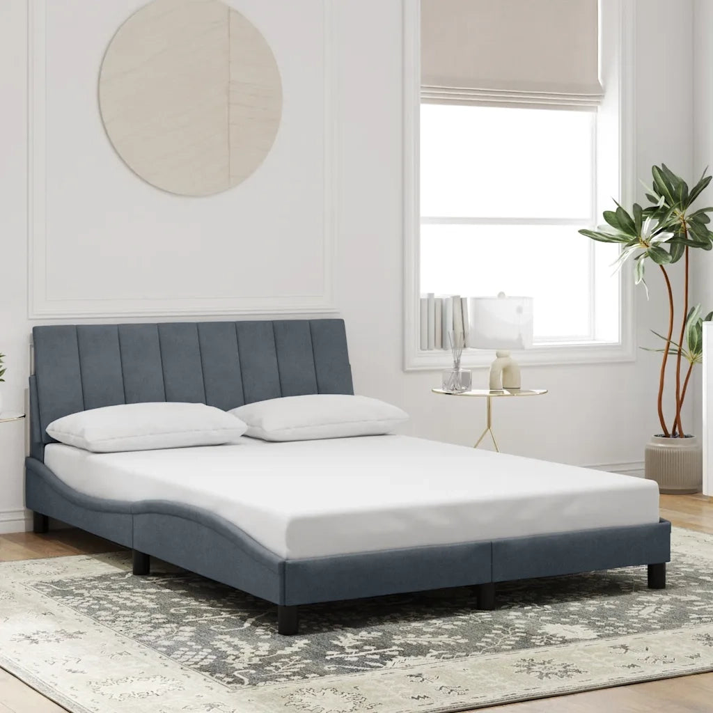 Giroletto senza Materasso Hanko Grigio Scuro 140x200 cm Velluto