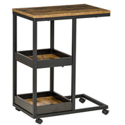 Tavolino da salotto con ruote e scaffali aperti ¨C zephmum ¨C marrone scuro 51x33x66cm