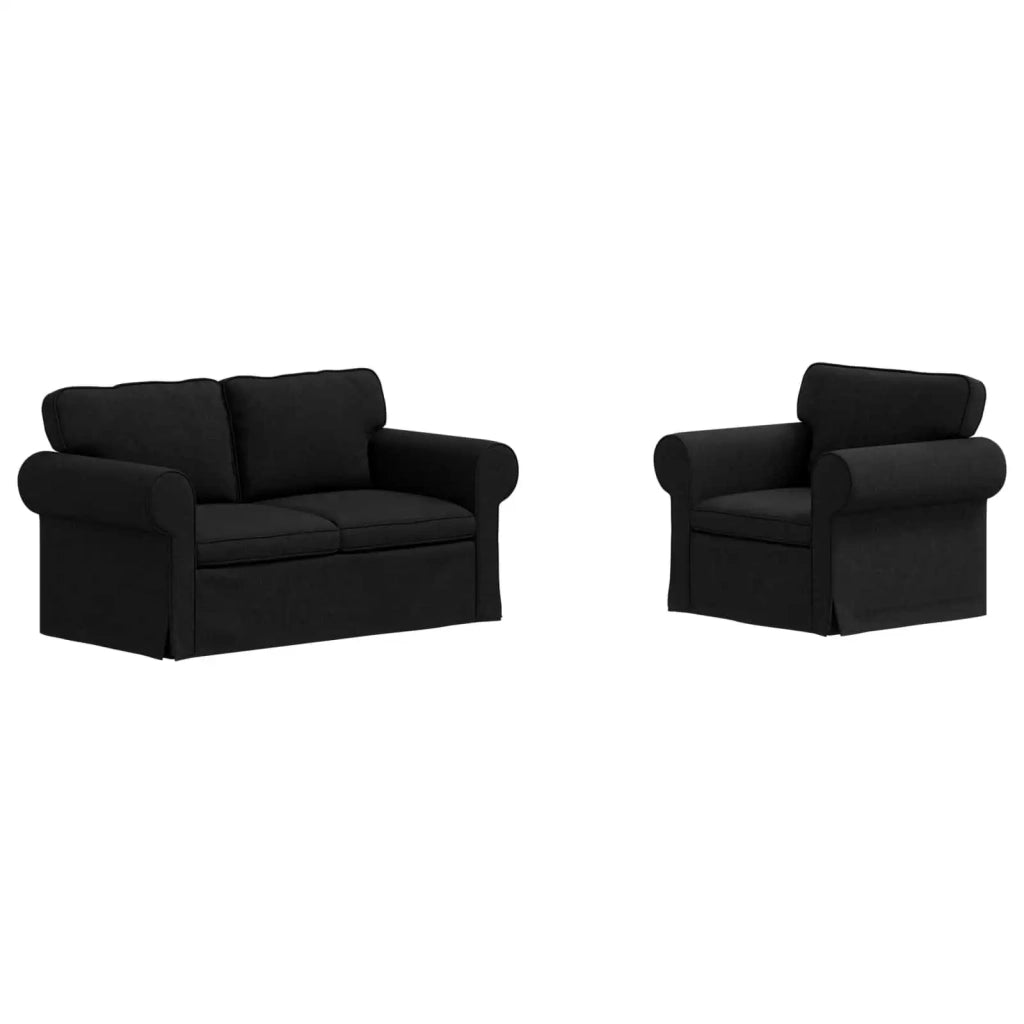 Set di divani 2 pcs Nero 155 x 82 x 80 cm Tessuto