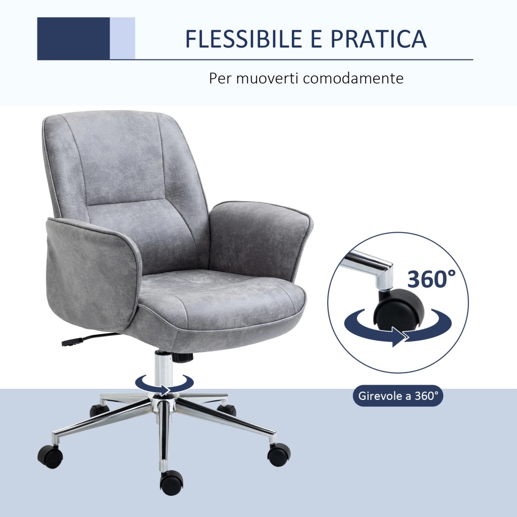 EasyComfort Sedia da Ufficio Ergonomica Altezza Regolabile e Dondolo, Rivestimento in Microfibra, 67x69x92-102cm, Grigio Chiaro