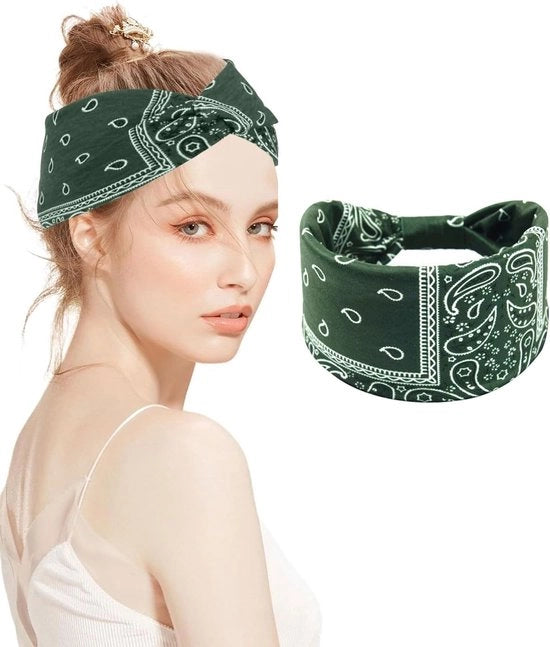 Haarbande Vintage per Donne con Fiori Rosso - Criss Cross Cintura per Capelli - Banda Yoga per Donne e Ragazze