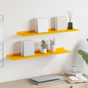 Mensola sospesa 2 pcs Giallo senape 80 x 18 x 2,5 cm Acciaio
