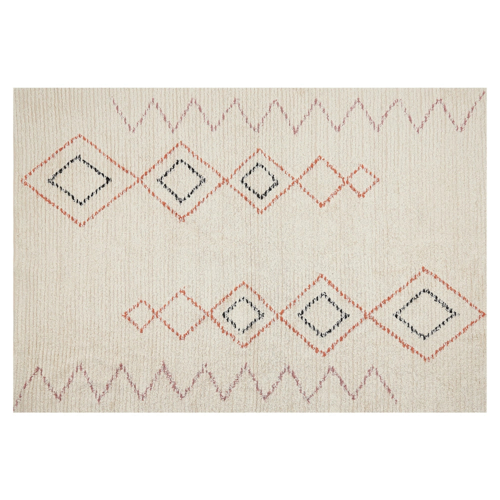 Tappeto in cotone beige 140 x 200 cm motivo geometrico rettangolare soggiorno camera da letto
