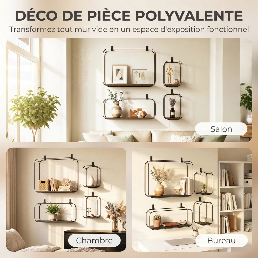 Libreria a muro ¨C zephmum ¨C metallo, nero, 4 scaffali