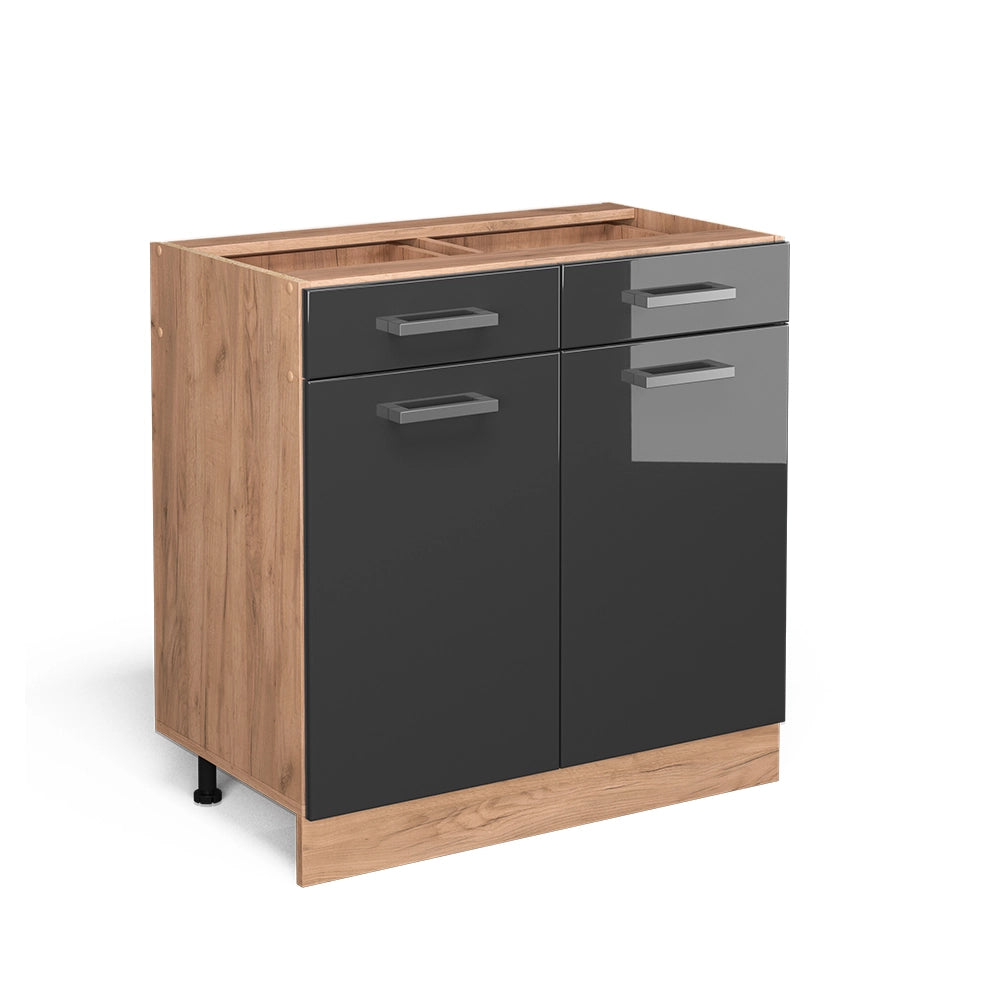 Vicco Mobiletto base per cucina Antracite lucido 80 cm senza piano di lavoro