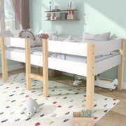 Letto semi-alto per bambini 90x200 cm in legno massello di pino e MDF; bianco
