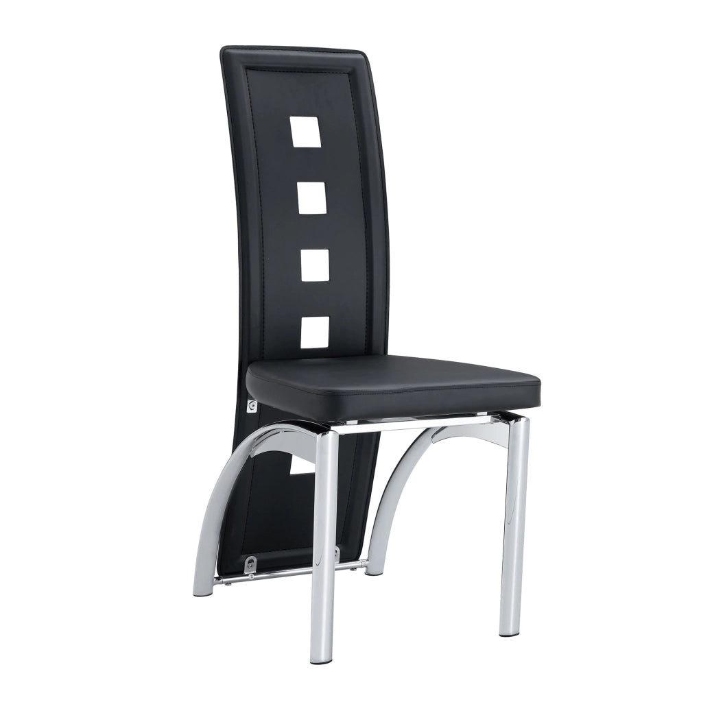 Set 2 sedie da pranzo nere in PU con gambe argentate