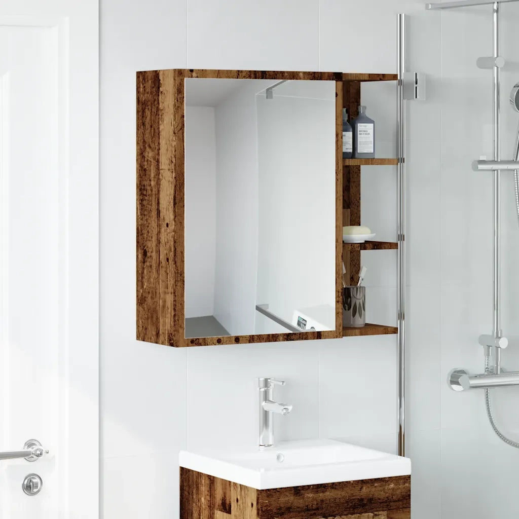 Mobile da Bagno a Specchio Legno Antico 62,5x20,5x64 cm Legno 856177