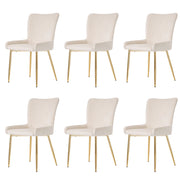Set di 6 sedie da pranzo in velluto con gambe in metallo, per soggiorno, beige e oro