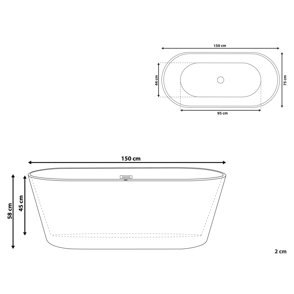 Moderna Vasca da Bagno Freestanding in Acrilico Sanitario Nero cm
