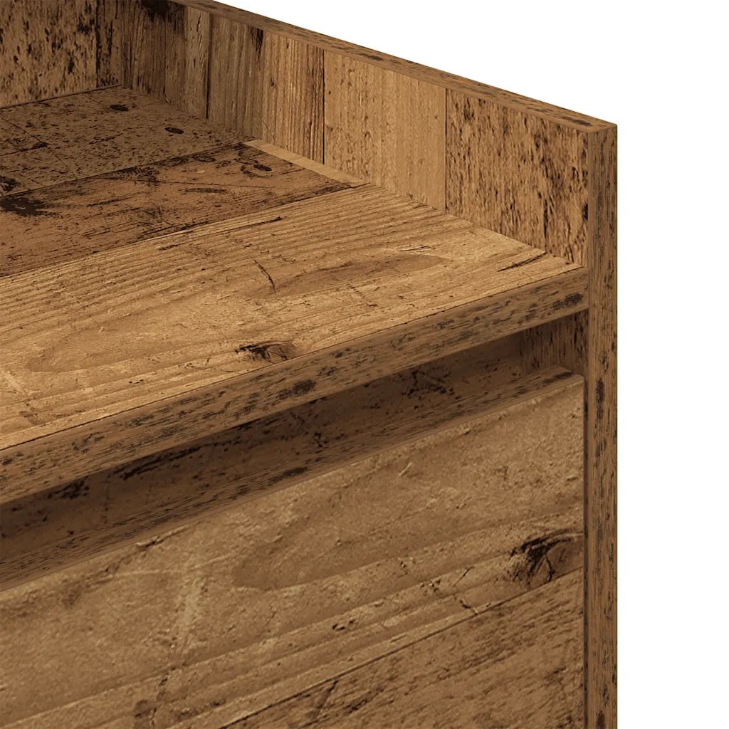 Comodino | Armadio da Notte | Mobiletto da notte con 2 Cassetti Legno Antico 38x34x80 cm
