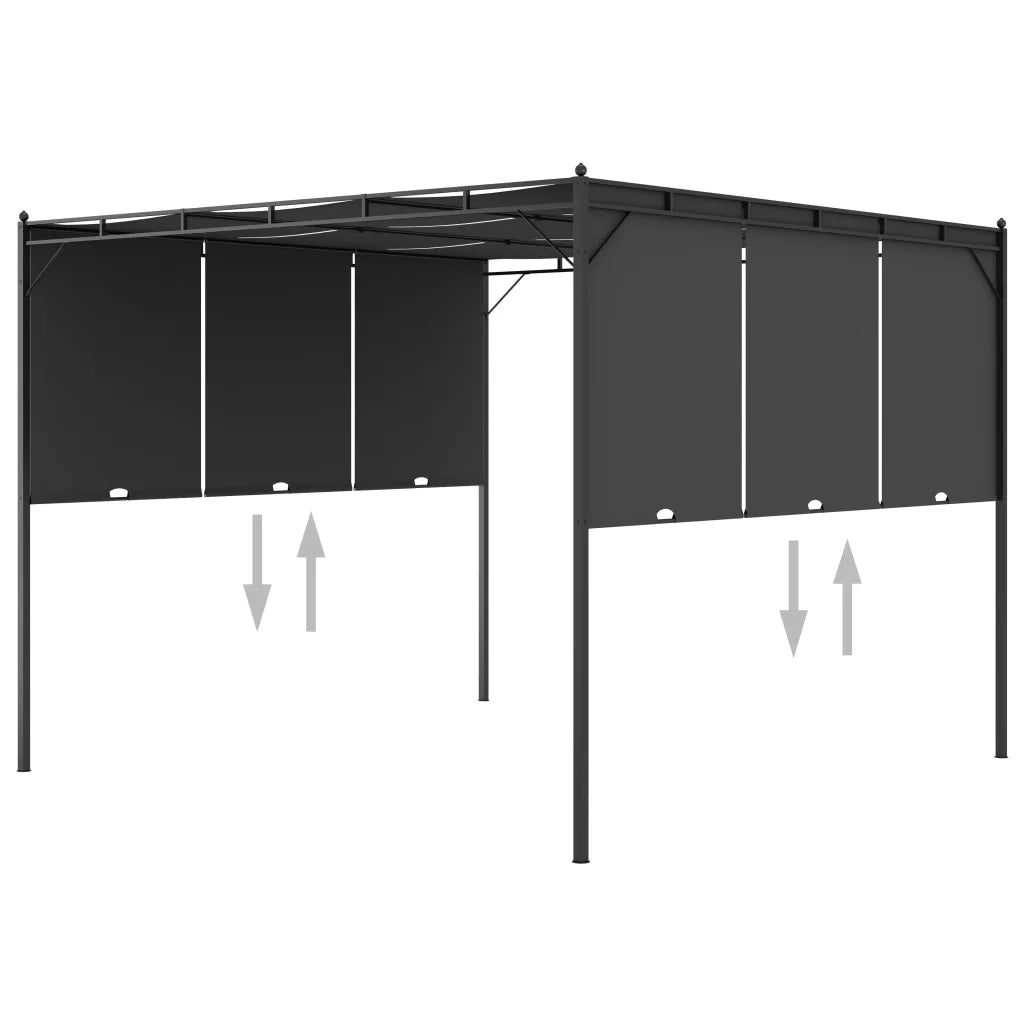 Gazebo da Giardino con Tenda Laterale-Tenda da giardino 3x3x2,25 m Antracite