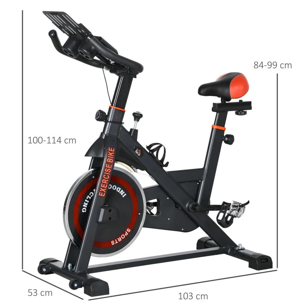 Bicicletta Statica per Allenamento Casa ¨C Zephmum ¨C 103x53x100-114 cm Rosso Nero Acciaio ABS