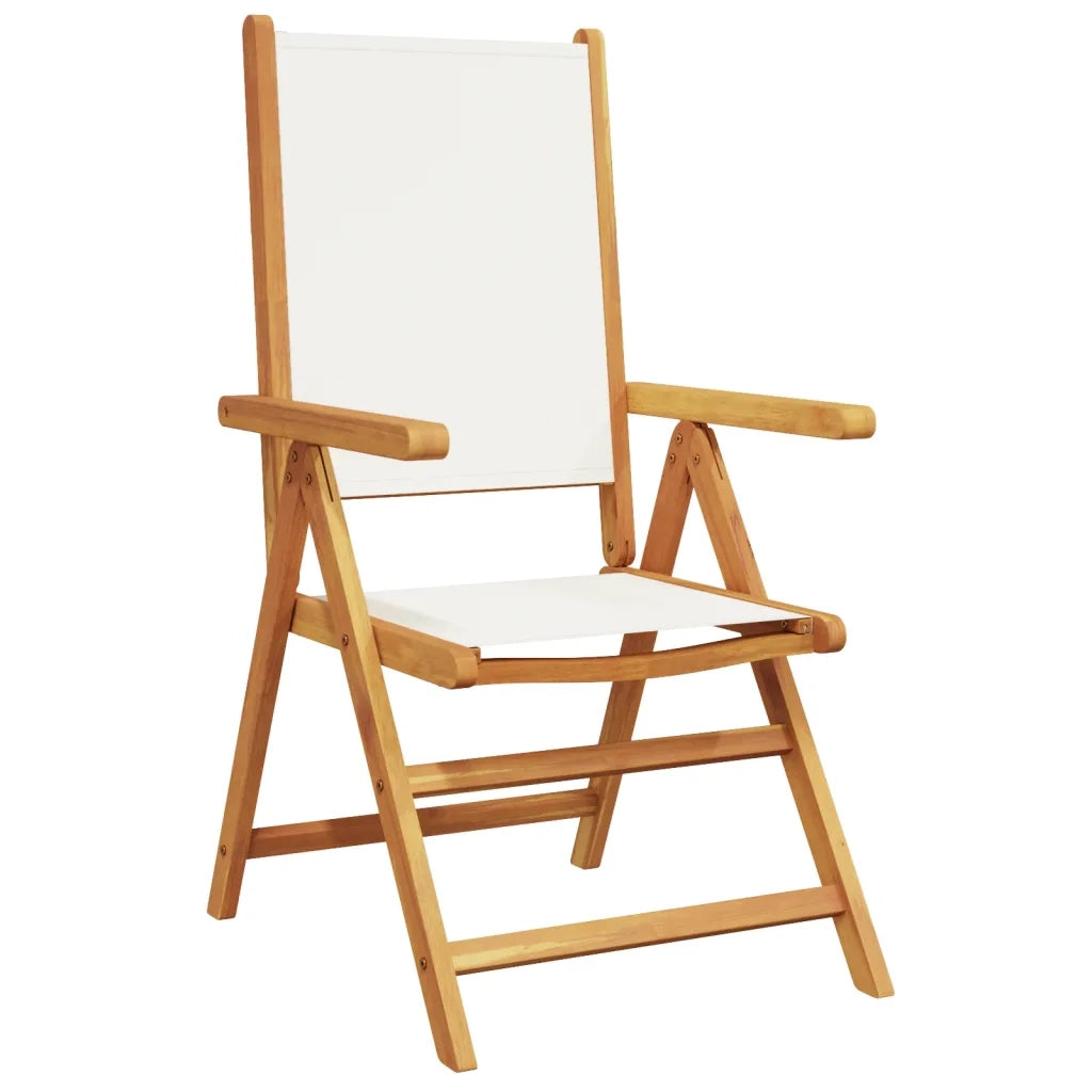 Sedie da Giardino Reclinabili 6pz Bianco Crema Tessuto e Legno 3214539