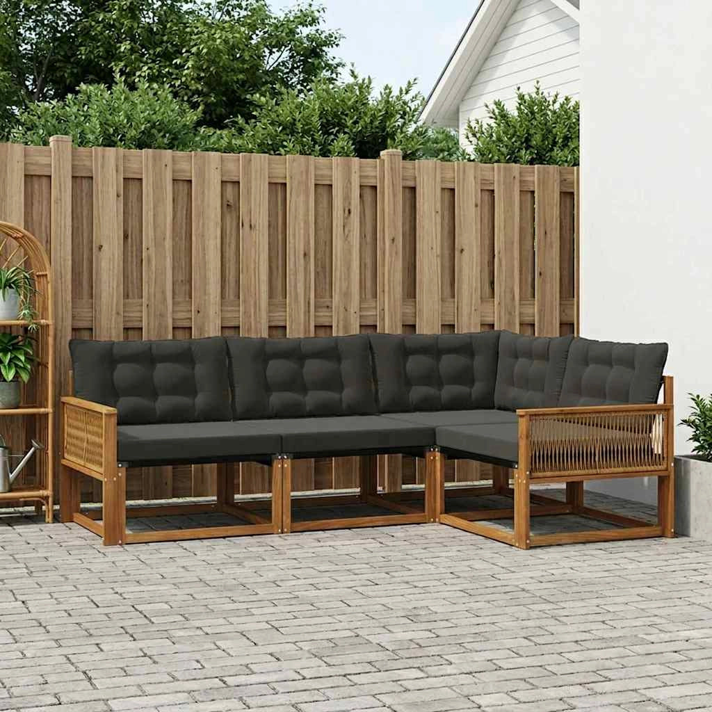 Set di divani da esterno 4 pz Naturale e Nero 3381396